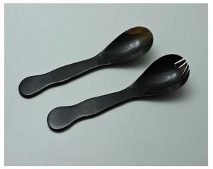 Ligne attachée couverts réutilisables fourchette en bois cuillère baguettes voyage vaisselle couverts ensemble couverts en bois - Product Image 6