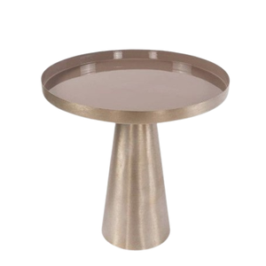 Mesa auxiliar de Metal de estilo moderno, mesa auxiliar con acabado dorado, muebles de decoración para el hogar, muebles de sala de estar con parte superior redondeada - Product Image 2