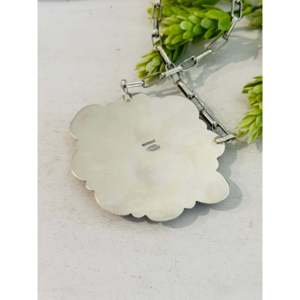 Collier en argent sterling et variscite palomino fait main du sud-ouest avec grappe de fleurs - Product Image 5