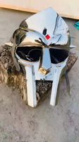 MF Doom Masque facial en acier 18G Gladiateur médiéval Mad Villain Armure Métal Artisanat Sculpture d'art moderne pour la décoration et la collection