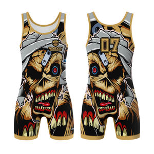 ชุดมวยปล้ำแบบซับลิเมชั่นสำหรับมืออาชีพจากสหรัฐอเมริกา ขายส่ง |   เสื้อกล้ามยืดหยุ่นแบบรัดรูป |   พิมพ์สีและโลโก้ตามสั่ง - Product Image 4