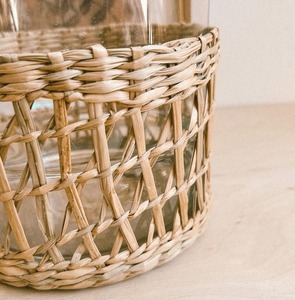 Natural mug holder kitchen drinkware accessories seagrass woven <b>cup</b> wrap <b>tumbler</b> glass covers - Product Image 5