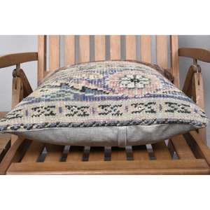 Luxury Rustic 18x18 Inch Beige Kilim Wool Pillow Vintage <b>Fluffy</b> Print Pattern for <b>Bedding</b> Woven Technique for Christmas - Product Image 4