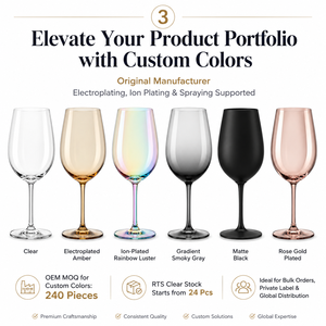 Calici da Vino in Vetro Trasparente Spesso per Noleggio Matrimoni, Lavabili in Lavastoviglie, Personalizzabili OEM ODM - Product Image 5