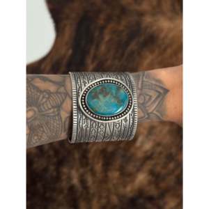 Stanford Yazzie Kingman Turquoise & Sterling Silver Fashion Cuff Bracelet - Product Image 2