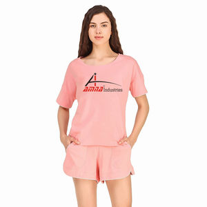 Ensemble t-shirt et short deux pièces pour femmes de haute qualité et à séchage rapide en polyester et coton ensemble de shorts pour femmes personnalisés - Product Image 5