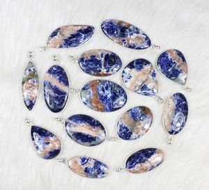 จี้อัญมณี sodalite คุณภาพสูงจี้ชุบเงินสำหรับผู้หญิงสร้อยคอสำหรับใส่ในงานเลี้ยง - Product Image 1