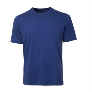 Camisetas de Cuello Redondo para Hombre, Marca de Ropa, Mezcla de Algodón, Azul Liso, Manga Corta, Estilo Casual, Camisetas Lisas para Hombre y Chico - Product Image 1