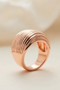 Bague en or massif 14K pour crevettes et croissants Bijoux fins modernes de haute qualité Plaqué rhodium Déclaration audacieuse pour les mariages - Product Image 2