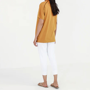 Camiseta de Algodón Suave y Transpirable para Mujer, Estilo Casual, Ajuste Regular, Ropa de Calle, Color Sólido, Secado Rápido, Patchwork, OEM, ODM, Logotipo Personalizado - Product Image 4