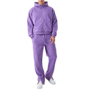 Wholesale cotton French Terry 400Gym custom logo Jogging Tracksuits Oversized Hoodie and Pants Set men,s - Product Image 2