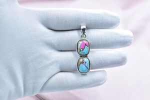 Collier pendentif dahlia de barbe à papa fait main pour femmes et filles chaîne réglable en argent sterling plaqué rhodium - Product Image 5