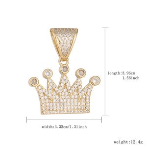 14K Gold Plated Brass Crown Pendant CZ Iced Out Dijes <strong>De</strong> Corona Oro Laminado King Queen Charms for <strong>Jewelry</strong> Making DIY <strong>Supplies</strong> - Product Image 4