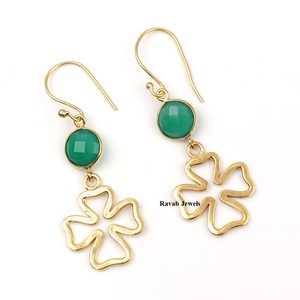 Pendientes colgantes de Plata de Ley 925 con ónix verde chapado en oro de 18 quilates, ajuste de bisel personalizado, joyería fina hecha a mano para mujer - Product Image 3