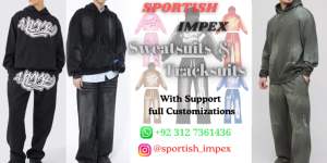 Ensemble sweat-shirt et pantalon de survêtement personnalisé, streetwear, délavé, avec patchs, rivets et fermeture éclair |   Survêtement en coton lourd - Product Image 6