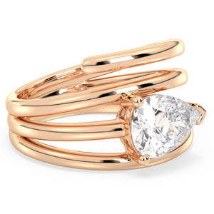 REYES Bague solitaire minimaliste en or rose multi-bandes en argent sterling 925 certifié GRA Bagues de fiançailles en moissanite pour elle - Product Image 3