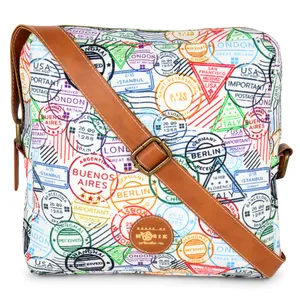 Boho style canvas bag with digital print heavy duty canvas crossbody bag unisex sling bag high quality