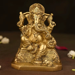 Estatua de Lord Ganesh, Figura Artesanal de Latón para Sala de Estar, Repisa, Mesa de Oficina, Centro de Mesa Decorativo para Templo - Product Image 1