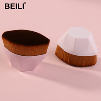 Pinceau plat pour fond de teint Magic Foundation, manche en bois rhombique en forme de pétale, poils synthétiques, pour fond de teint liquide, crème BB, pinceau de maquillage