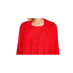 Cardigan Casual da Donna Charter Club con Stampa Floreale e a Righe, Rosso, Taglia Media, in Lana e Acrilico, Stagione Autunnale - Product Image 2