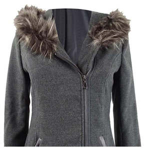 Cappotto Lungo Maralyn & Me per Ragazze, Grigio Scuro con Bordo in Pelliccia Sintetica, Taglia XL, Stile Trench in Lana, Stampa Effetto Pelliccia di Coniglio e Volpe, Modelli Lunghi e Corti - Product Image 2