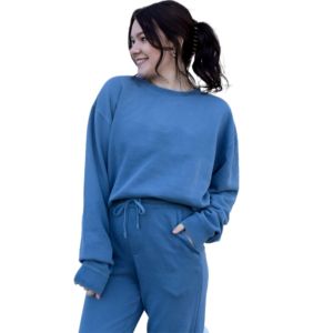 Sudadera de lana universitaria con manga larga y cuello redondo Impresión de logotipo personalizado y bordado Sudadera con capucha de hombro caído para invierno - Product Image 1