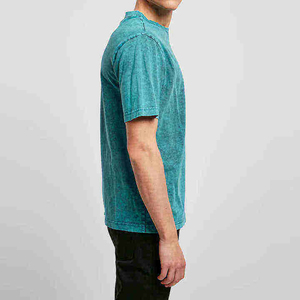 Camiseta de Manga Corta para Hombre, Color Verde Azulado, Cuello Redondo, Corte Regular, Tejido de Punto, Color Sólido - Product Image 4