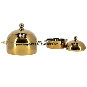 หม้ออุ่นอาหารทำจากโลหะแบบใหม่หม้อสแตนเลสสีทองแบบทุบออกแบบอย่างหรูหรา - Product Image 1