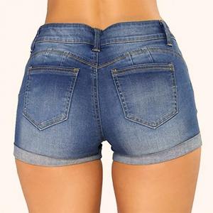Pantalones cortos de tela vaquera elástica con cintura para mujer, pantalones cortos informales versátiles de calle, artículos de moda calientes y picantes, novedad de verano de 2017 - Product Image 2