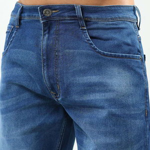Pantalones Cortos Bermuda de Mezclilla Azul para Hombre, Cintura Media, Color Sólido, Estilo Casual, Cintura Elástica, Acabado Lavado, Tela de Algodón Antiarrugas de Secado Rápido - Product Image 6