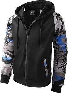 Wholesale Custom Logo Men's Full-Face Zip-up Fleece <b>Jacket</b> Coat Blank <b>Rhinestone</b> Embossed Hoodie Zipper Winter Polyester/Cotton - Product Image 3
