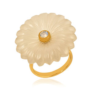 แหวนพลอยอัญมณีแกะสลักรูปดอกไม้อัญมณีสีดำแหวนเงินสเตอริง925 - Product Image 5