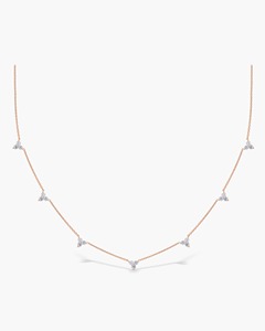 สร้อยคอเพชรเจ็ดเม็ดสามทรง 0.59 กะรัต เพชรธรรมชาติ สี G-H ความสะอาดระดับ VS ทองคำแท้ 14K คุณภาพเยี่ยมสำหรับเจ้าสาว - Product Image 1