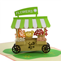 Fabricante flor 3D pop up tarjeta de felicitación para el día de la madre y el día de la mujer OEM u ODM