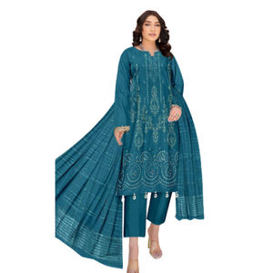 Vestidos casuales de estilo boutique pakistaní de calidad superior de Pakistán Vestido de diseño bordado Mujeres Tallas grandes Manga larga Adultos - Product Image 1