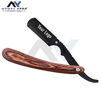 Rasoirs de barbier Manche en bois Acier inoxydable Noir et argent Rasoirs à gorge Salon Ménage Fabricant de marque OEM Shavette