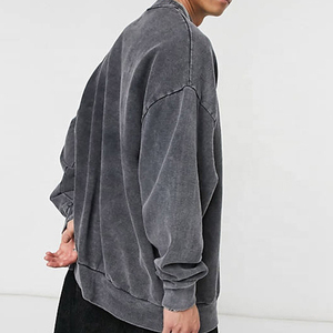 New Vintage Washed Solid Plus Size Men's Hoodies Sweatshirts Mock Neck Custom Pullover Crewneck Sweatshirt <b>Applique</b> Technique - Product Image 6