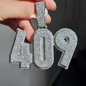 Pendentif unique et tendance, forme ronde exagérée, entièrement serti de diamants, en argent sterling, pendentif hip-hop personnalisé pour rappeur - Product Image 5