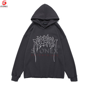 Sweat-shirt à capuche personnalisé pour homme en molleton de coton épais, coupe oversize, style streetwear décontracté, vierge, pour la vente en gros, OEM, ODM - Product Image 4