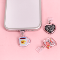Cache-poussière personnalisé en acrylique pour téléphone, breloque personnalisée pour téléphone, couvercle de protection pour port de charge iPhone et Android, cadeau accessoire unique
