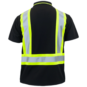 Polo à manches courtes en polyester personnalisé avec logo, grande taille, haute visibilité, imperméable, antistatique, impression UV pour les travailleurs de la construction et des routes - Product Image 5