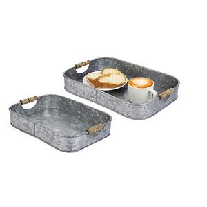 Plateau de rangement galvanisé en métal fini rustique le plus vendu plateau de service décoratif écologique pour la maison et l'hôtel - Product Image 1