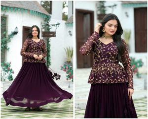 Anarkali Lehenga Choli ปักเลื่อมสำหรับผู้ใหญ่สำหรับงานปาร์ตี้และสวมใส่ - Product Image 6