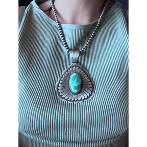 Benjamin Becenti Number #8 Turquoise & Sterling Silver Pendant Cultural Collectible Jewelry - Product Image 2