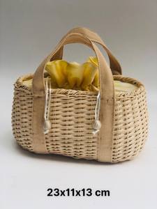 Sacs à main en rotin naturel écologiques à la mode avec décoration florale unique pratique deux poignées - Product Image 6