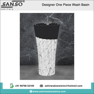 Fregadero de baño ovalado de una pieza de diseño de cerámica brillante de calidad superior, precio de mercado competitivo por fabricante indio sanitario - Product Image 2