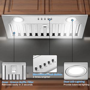 Hotte de cuisine encastrable en acier inoxydable de 20 pouces, 600 CFM - Product Image 4