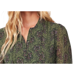 Robe en soie Vittoria vert armée pour femme Paige, taille unique (XS/X-Large), haute qualité, respirante, manches lanternes, fermeture éclair, idéale pour la journée - Product Image 2