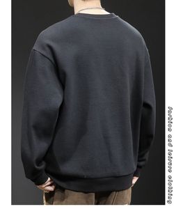 Spring and Autumn Fashion Casual Versatile Loose Plus Size Round Neck American True Pocket Temperament <b>Men's</b> Simple Sweatshirt - Product Image 6