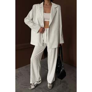 <b>White</b> Striped Jacket And Trousers <b>Set</b> - <b>White</b> - Product Image 6